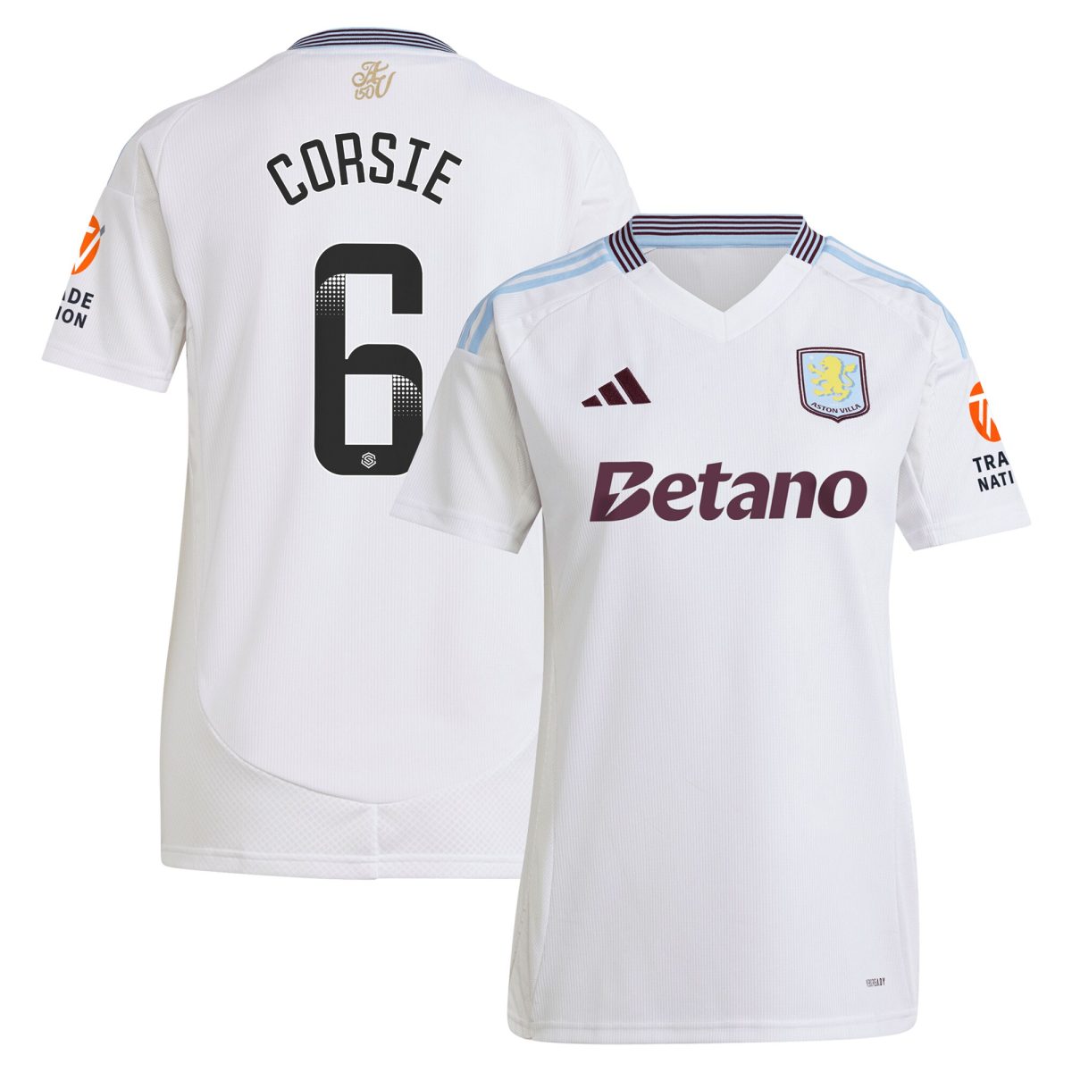 aston villa wsl adidas away shirt 2024-25 – womens with corsie 6 printing Collection | Authentic Aston Villa Shirts