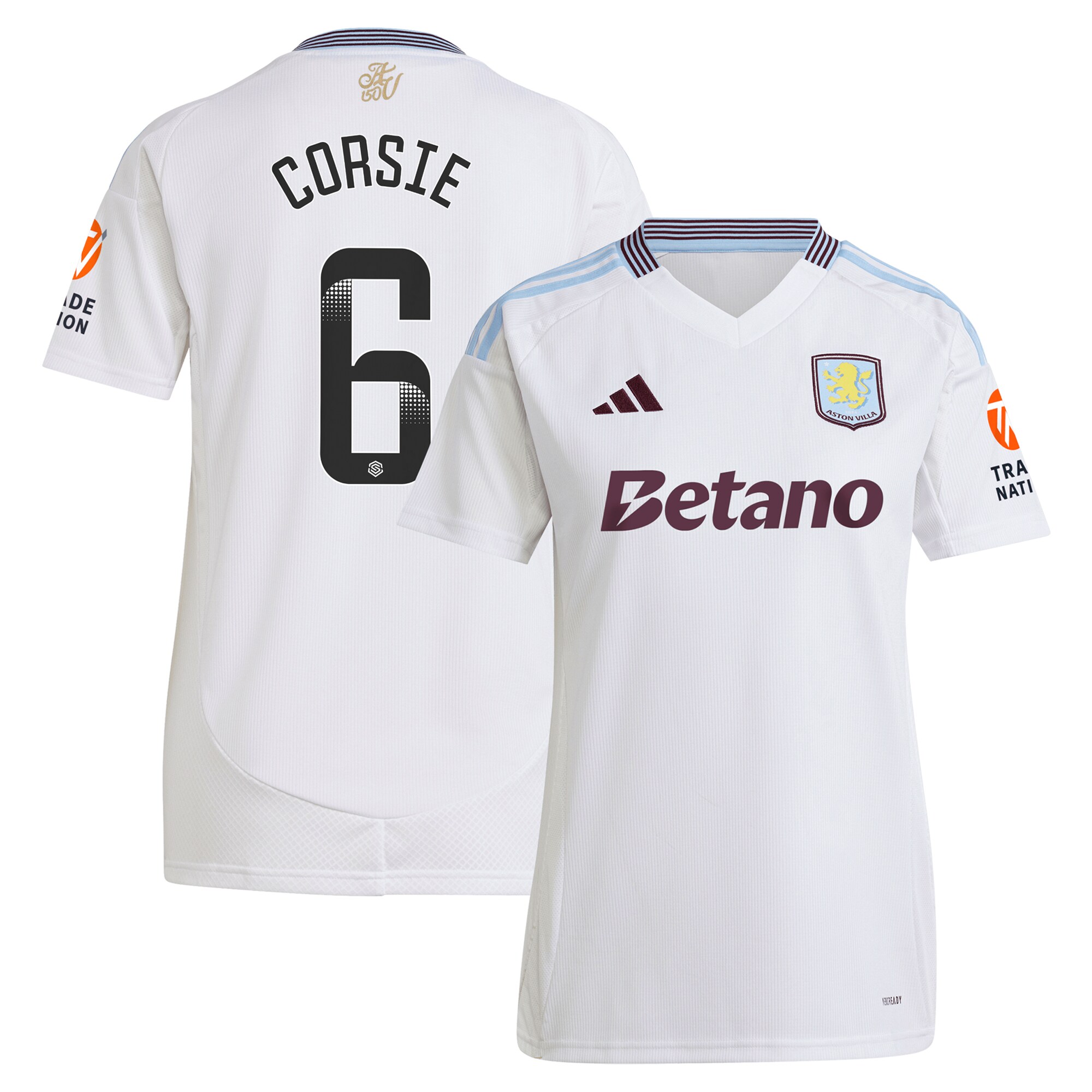 aston villa wsl adidas away shirt 2024-25 – womens with corsie 6 printing Collection | Authentic Aston Villa Shirts