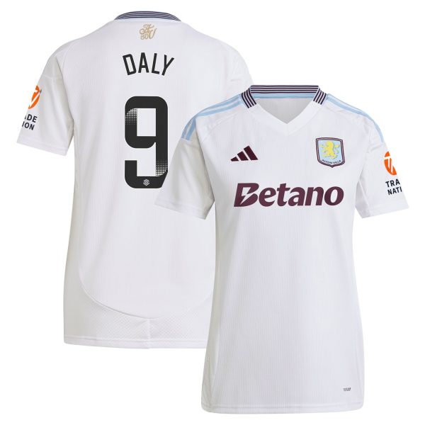 aston villa wsl adidas away shirt 2024-25 – womens with daly 9 printing Collection | Authentic Aston Villa Shirts
