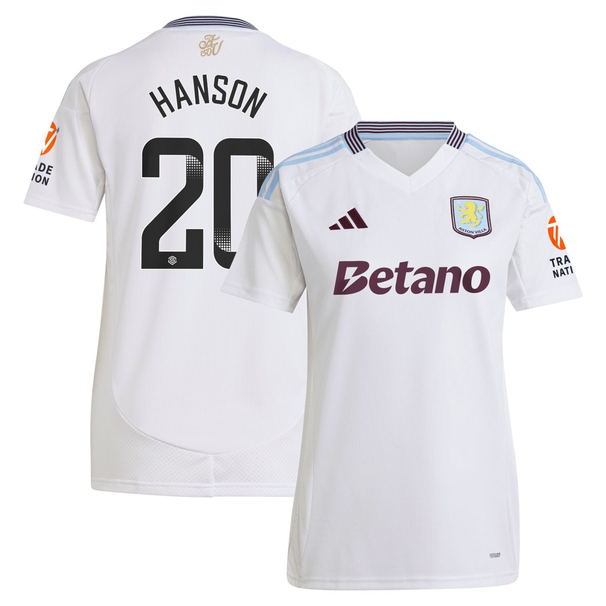 aston villa wsl adidas away shirt 2024-25 – womens with hanson 20 printing Collection | Authentic Aston Villa Shirts