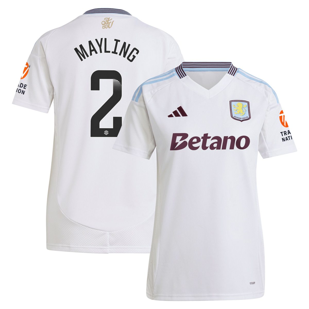 aston villa wsl adidas away shirt 2024-25 – womens with mayling 2 printing Collection | Authentic Aston Villa Shirts