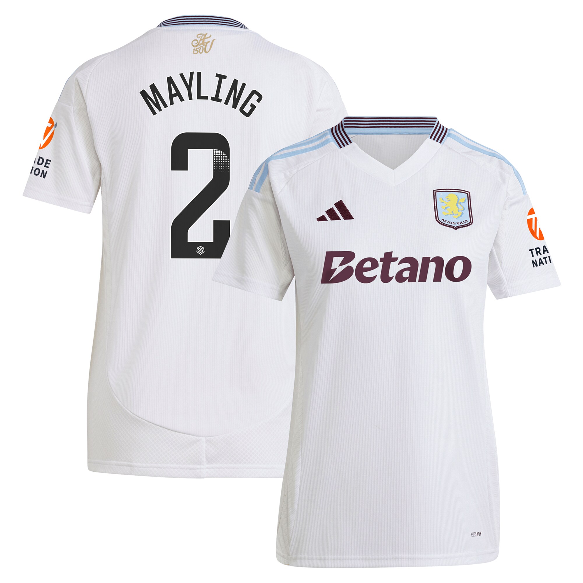 aston villa wsl adidas away shirt 2024-25 – womens with mayling 2 printing Collection | Authentic Aston Villa Shirts