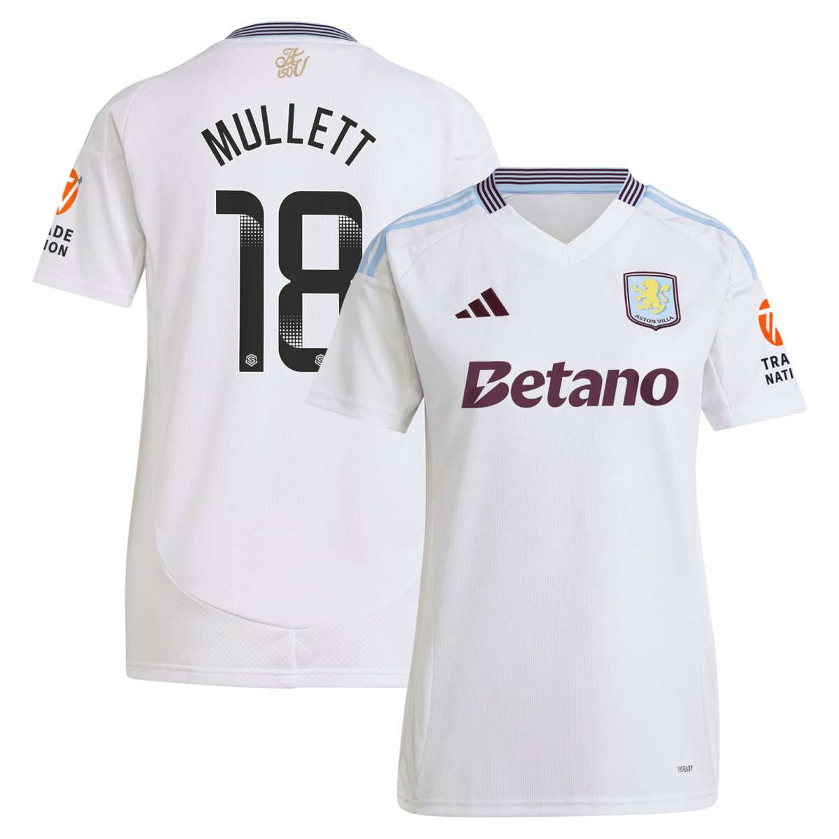 aston villa wsl adidas away shirt 2024-25 – womens with mullett 18 printing Collection | Authentic Aston Villa Shirts