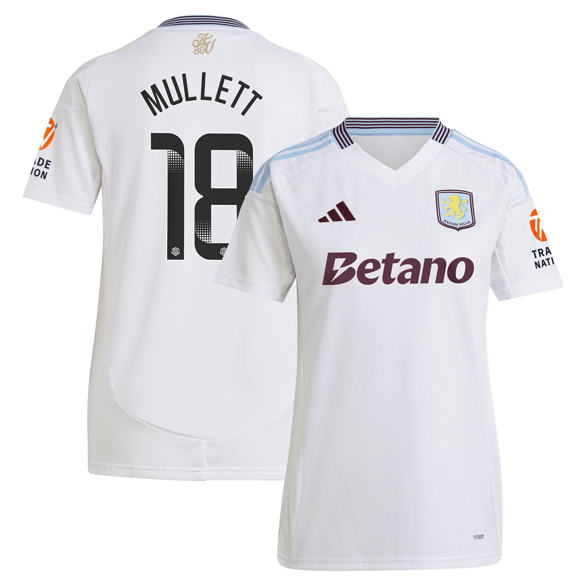 aston villa wsl adidas away shirt 2024-25 – womens with mullett 18 printing Collection | Authentic Aston Villa Shirts