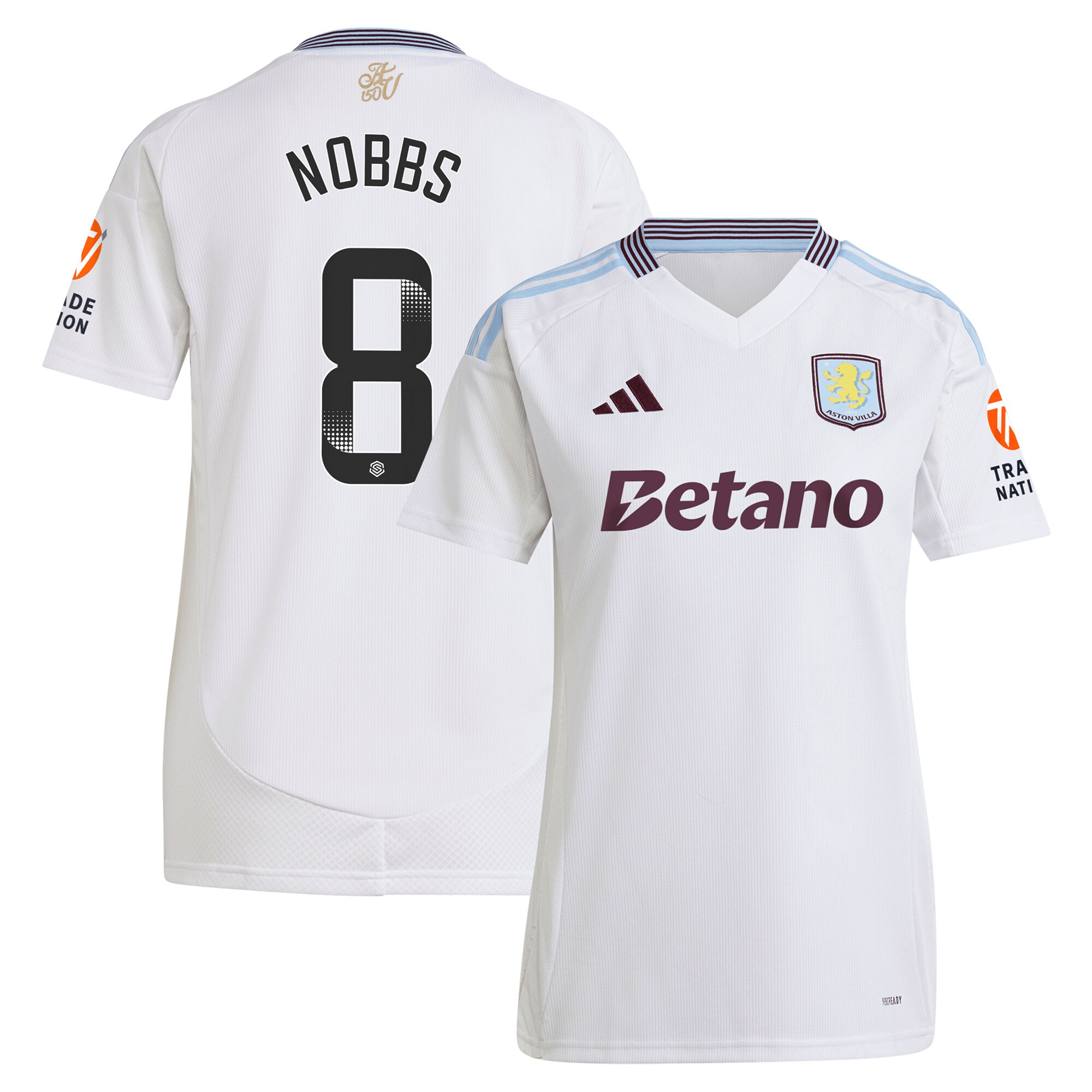 aston villa wsl adidas away shirt 2024-25 – womens with nobbs 8 printing Collection | Authentic Aston Villa Shirts