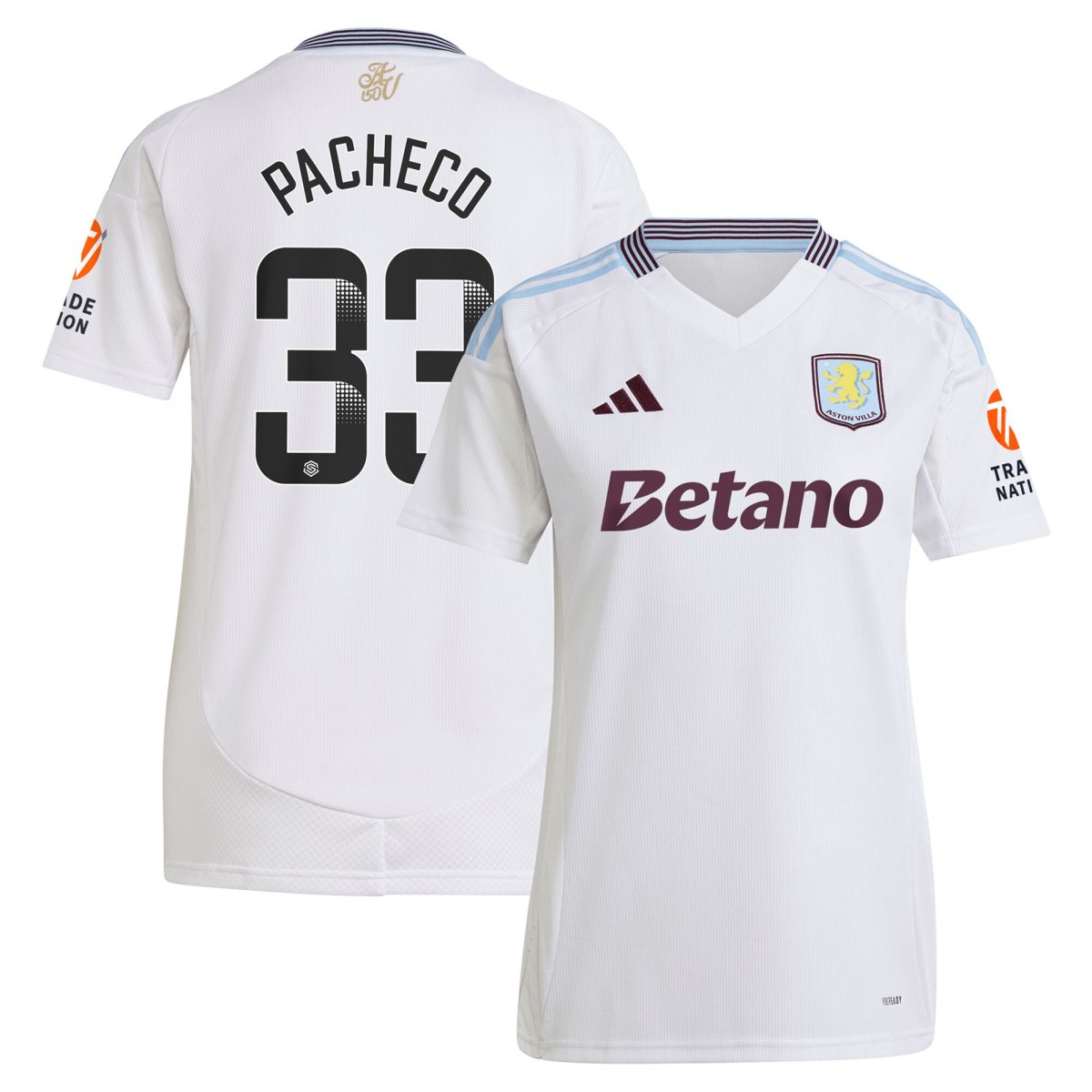 aston villa wsl adidas away shirt 2024-25 – womens with pacheco 33 printing Collection | Authentic Aston Villa Shirts