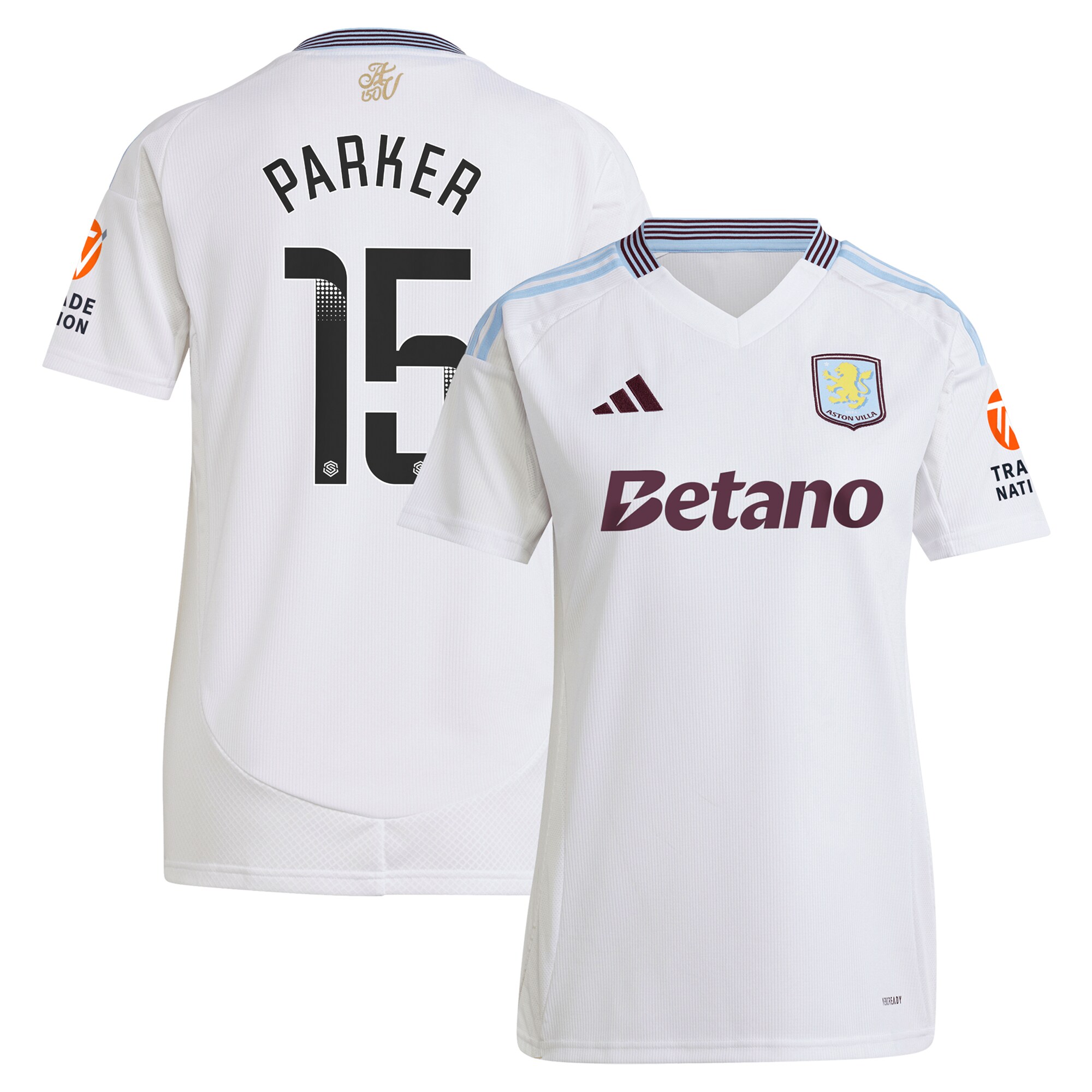 aston villa wsl adidas away shirt 2024-25 – womens with parker 15 printing Collection | Authentic Aston Villa Shirts