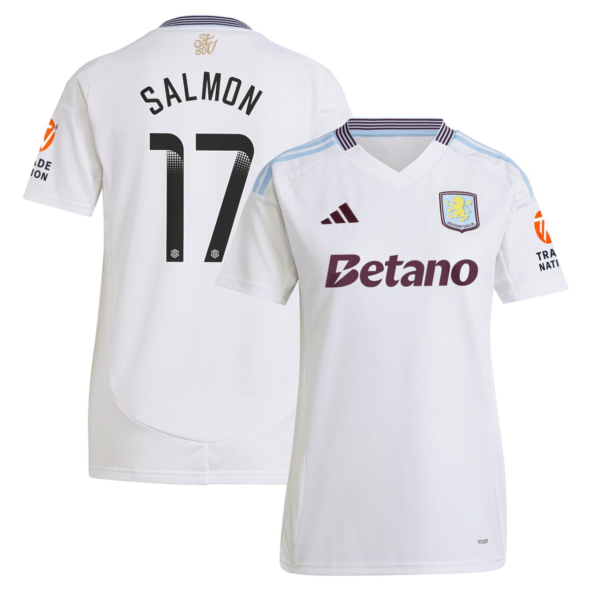 aston villa wsl adidas away shirt 2024-25 – womens with salmon 17 printing Collection | Authentic Aston Villa Shirts
