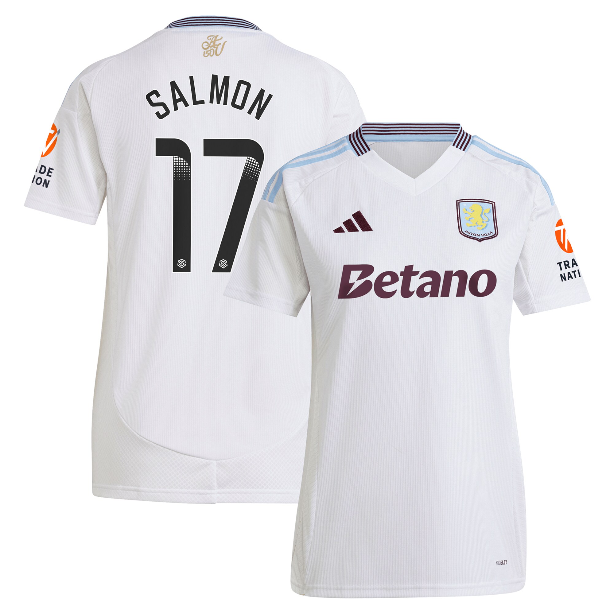 aston villa wsl adidas away shirt 2024-25 – womens with salmon 17 printing Collection | Authentic Aston Villa Shirts
