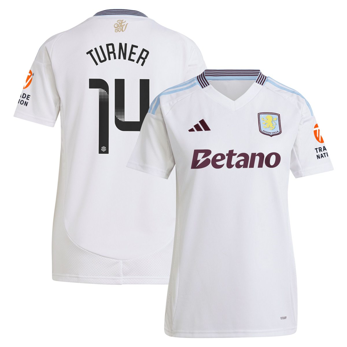 aston villa wsl adidas away shirt 2024-25 – womens with turner 14 printing Collection | Authentic Aston Villa Shirts