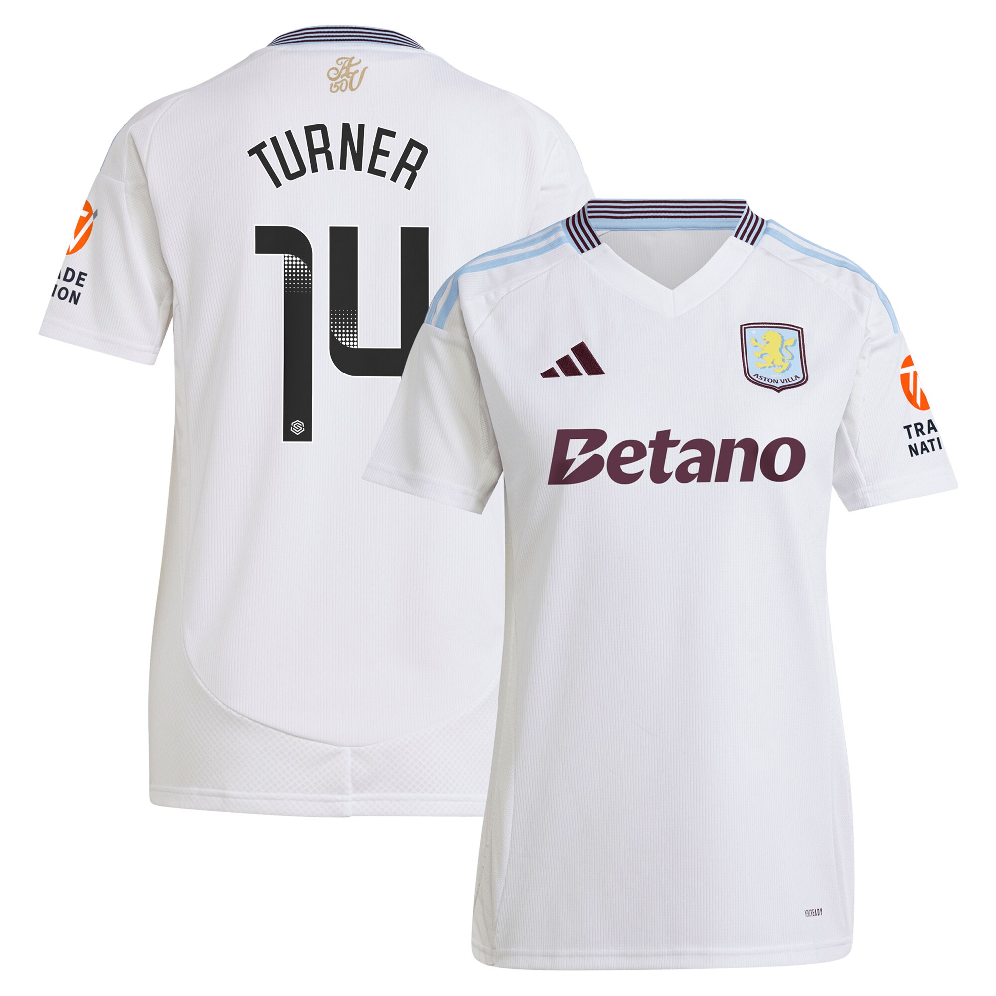 aston villa wsl adidas away shirt 2024-25 – womens with turner 14 printing Collection | Authentic Aston Villa Shirts