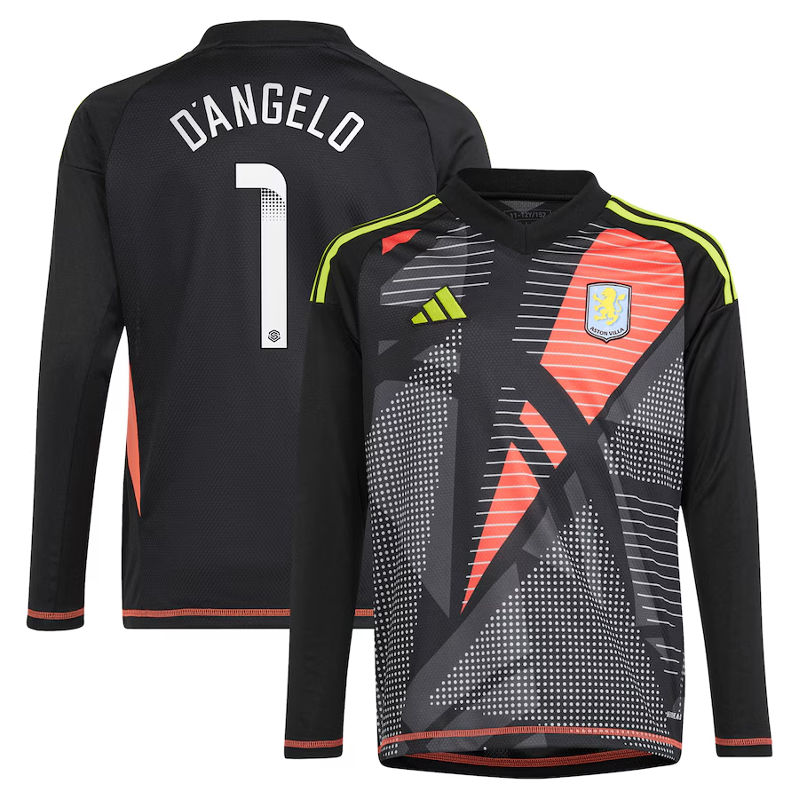 aston villa wsl adidas goalkeeper shirt 2024-25 – long sleeve – kids with d8217angelo 1 printing Collection | Authentic Aston Villa Shirts