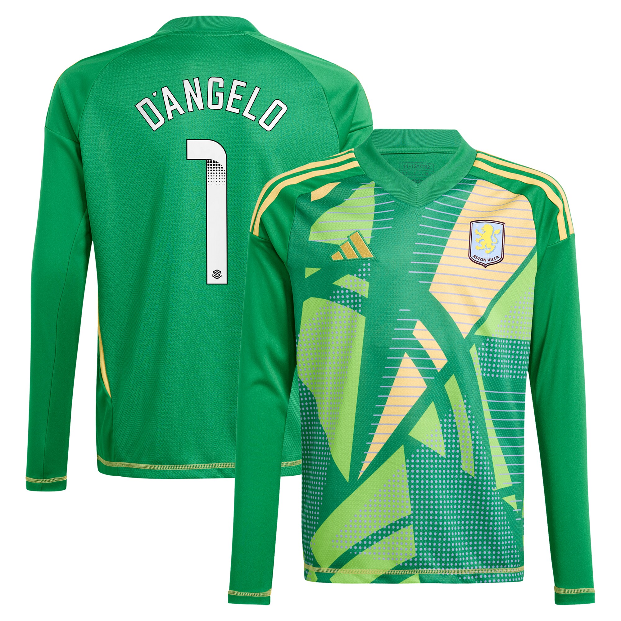 aston villa wsl adidas goalkeeper shirt 2024-25 – long sleeve – kids with dangelo 1 printing – 202712206-01 Collection | Authentic Aston Villa Shirts