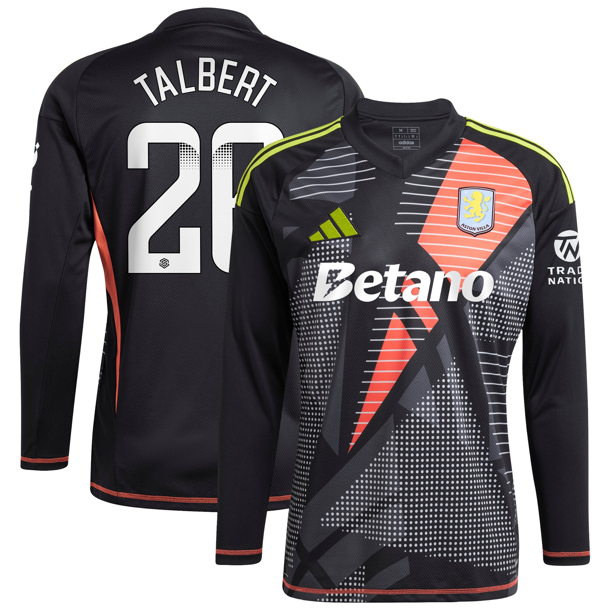 aston villa wsl adidas goalkeeper shirt 2024-25 – long sleeve with talbert 26 printing Collection | Authentic Aston Villa Shirts