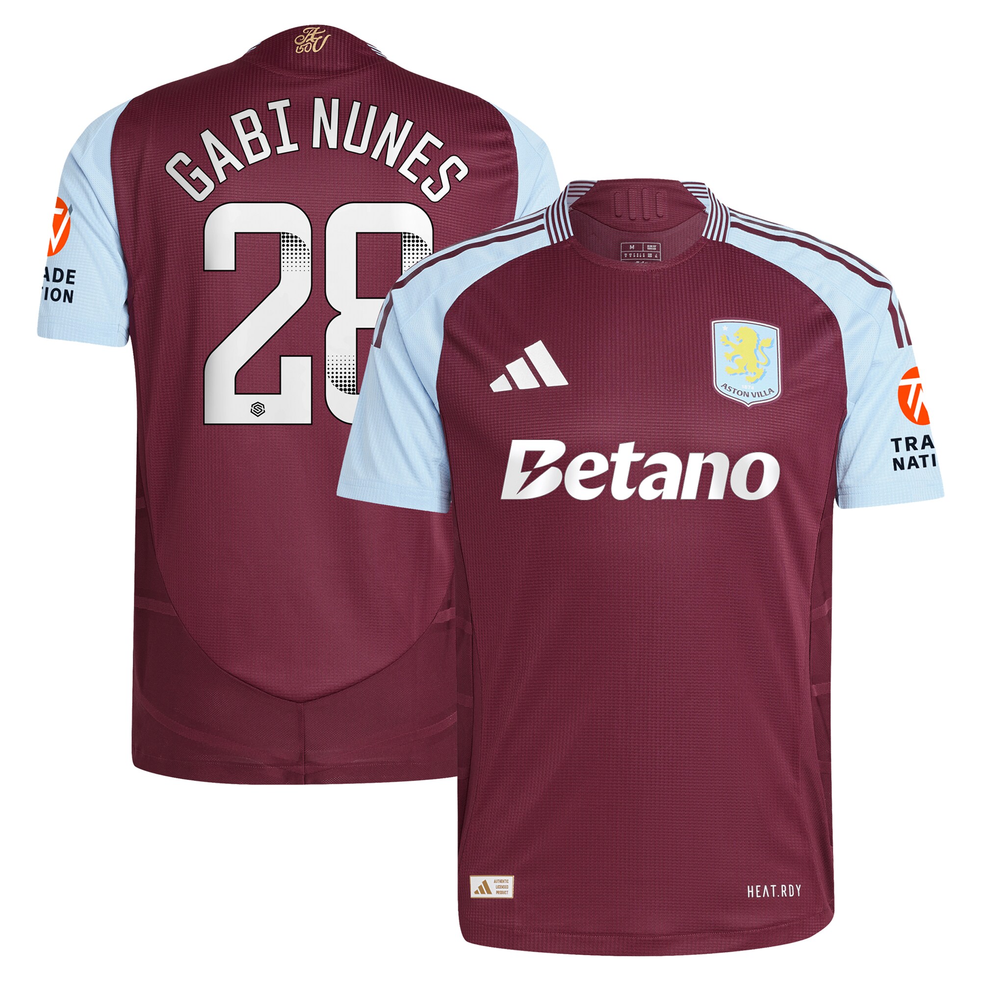 aston villa wsl adidas home authentic shirt 2024-25 with gabi nunes 28 printing Collection | Authentic Aston Villa Shirts