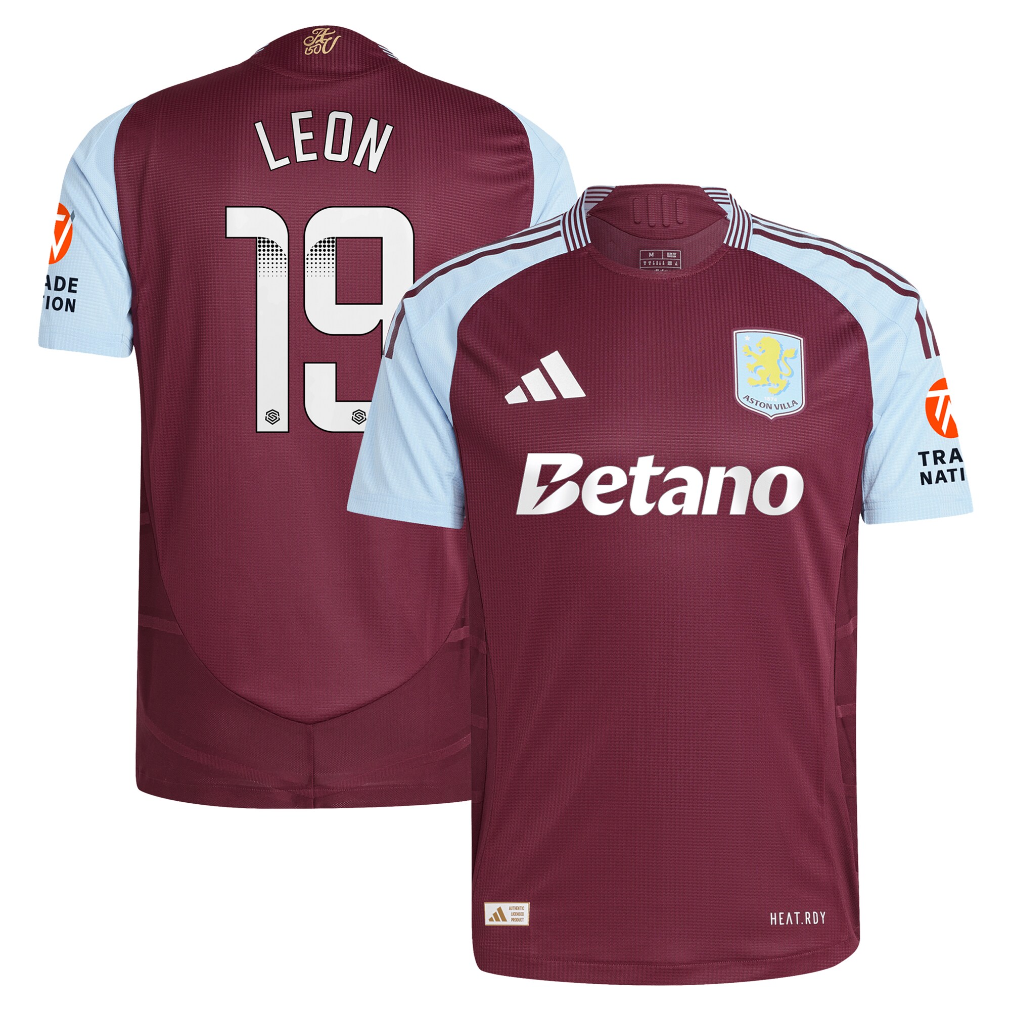 aston villa wsl adidas home authentic shirt 2024-25 with leon 19 printing Collection | Authentic Aston Villa Shirts