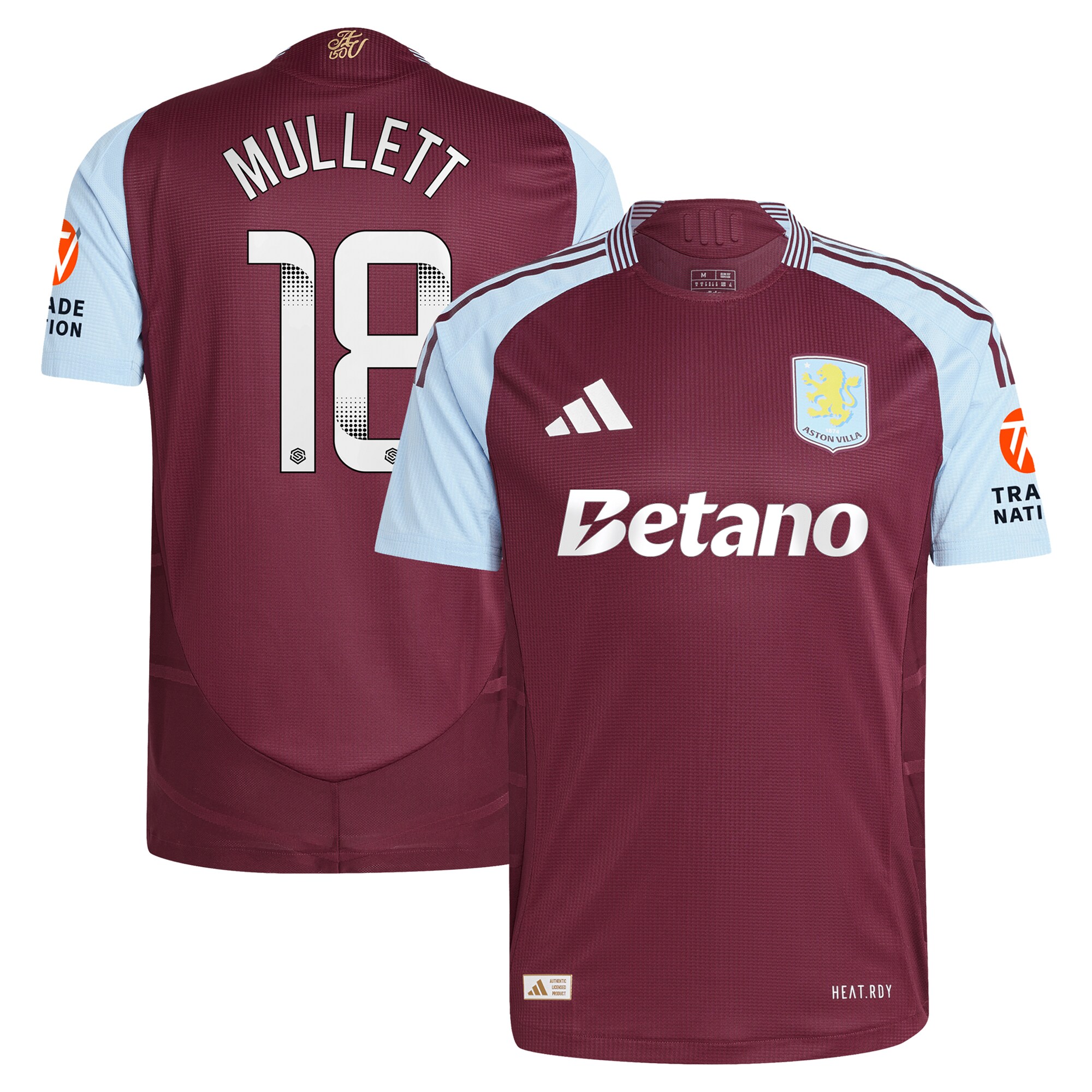 aston villa wsl adidas home authentic shirt 2024-25 with mullett 18 printing Collection | Authentic Aston Villa Shirts