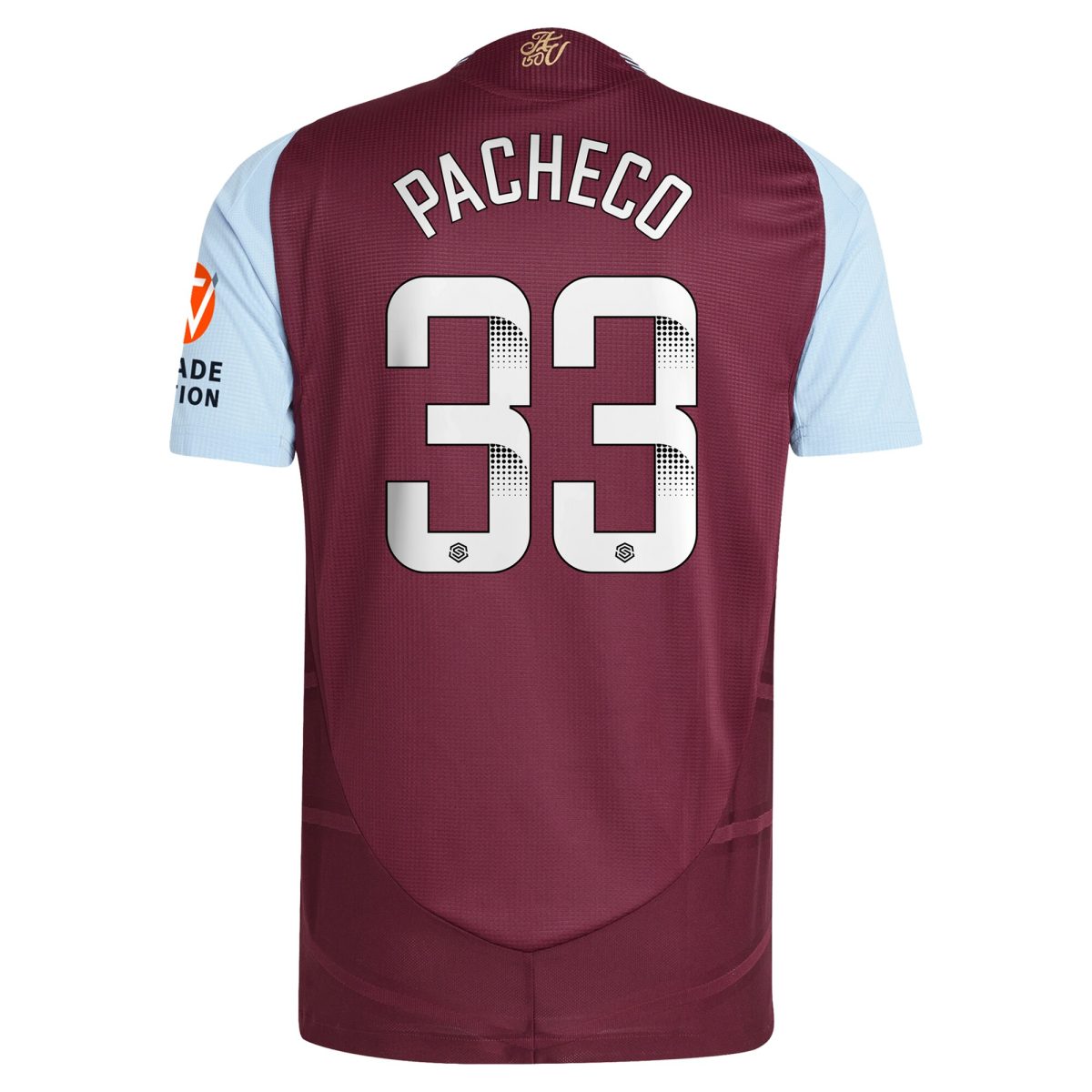 aston villa wsl adidas home authentic shirt 2024-25 with pacheco 33 printing Collection | Authentic Aston Villa Shirts