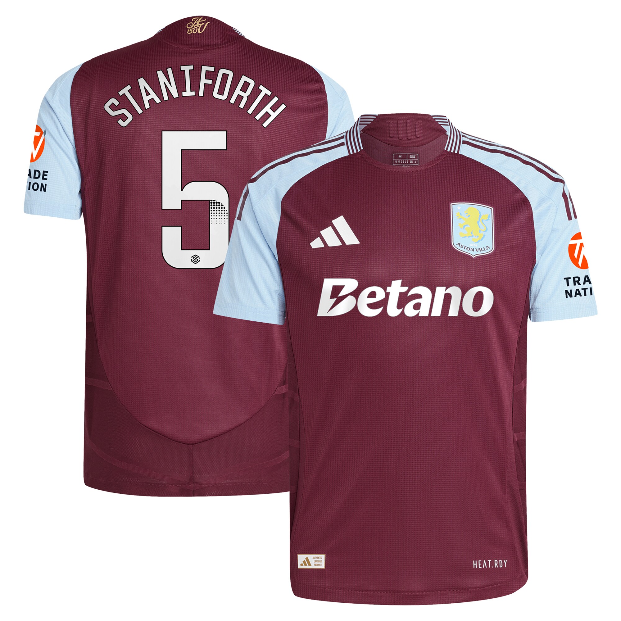 aston villa wsl adidas home authentic shirt 2024-25 with staniforth 5 printing Collection | Authentic Aston Villa Shirts
