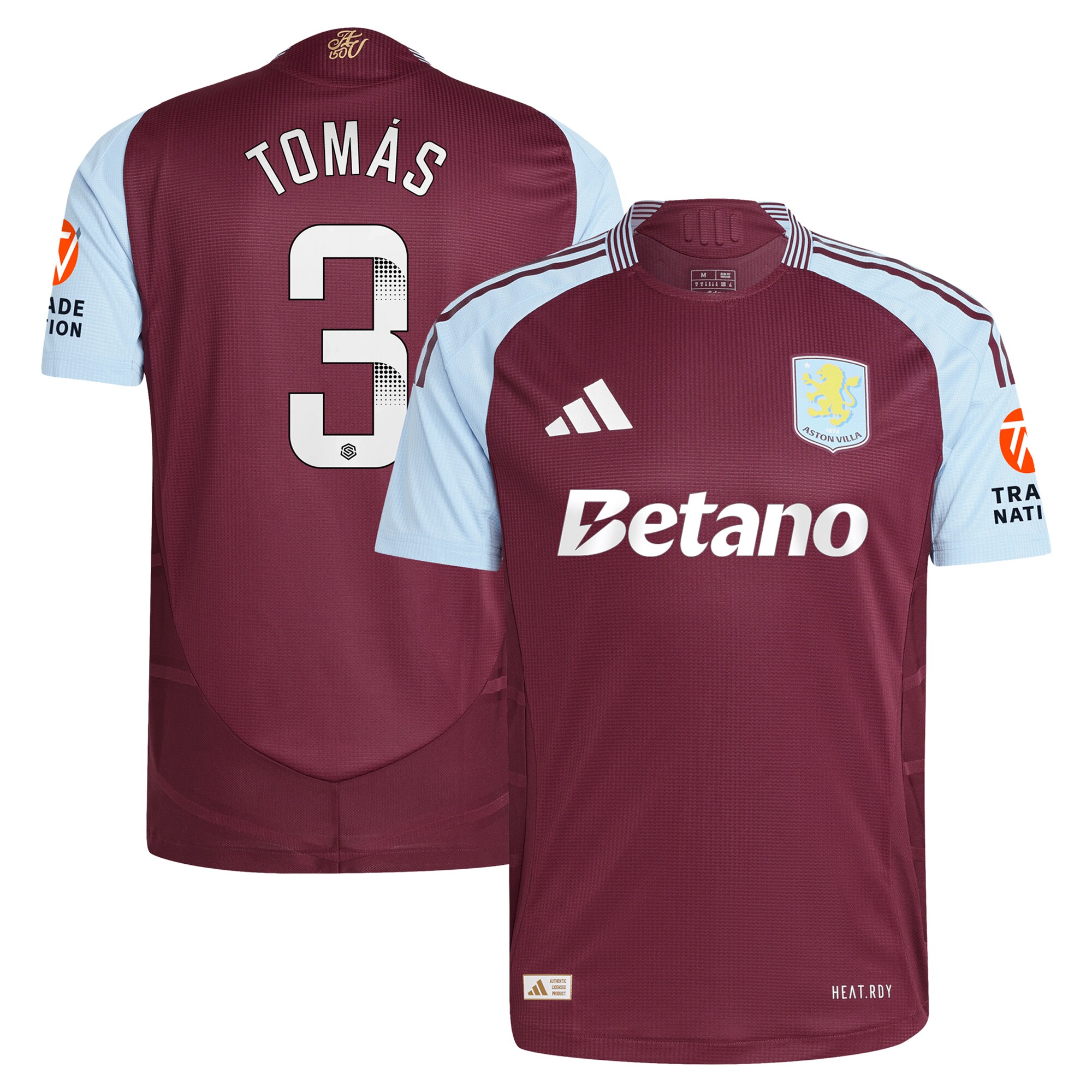 aston villa wsl adidas home authentic shirt 2024-25 with tomás 3 printing Collection | Authentic Aston Villa Shirts