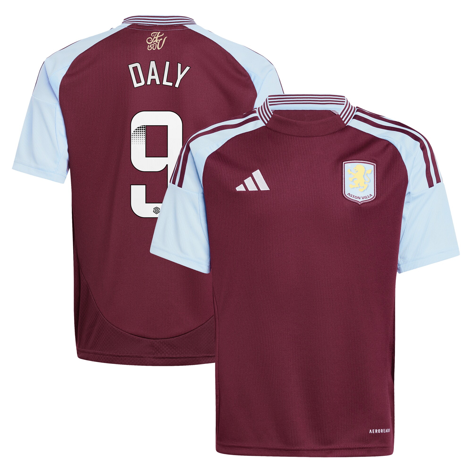 aston villa wsl adidas home shirt 2024-25 – kids with daly 9 printing Collection | Authentic Aston Villa Shirts
