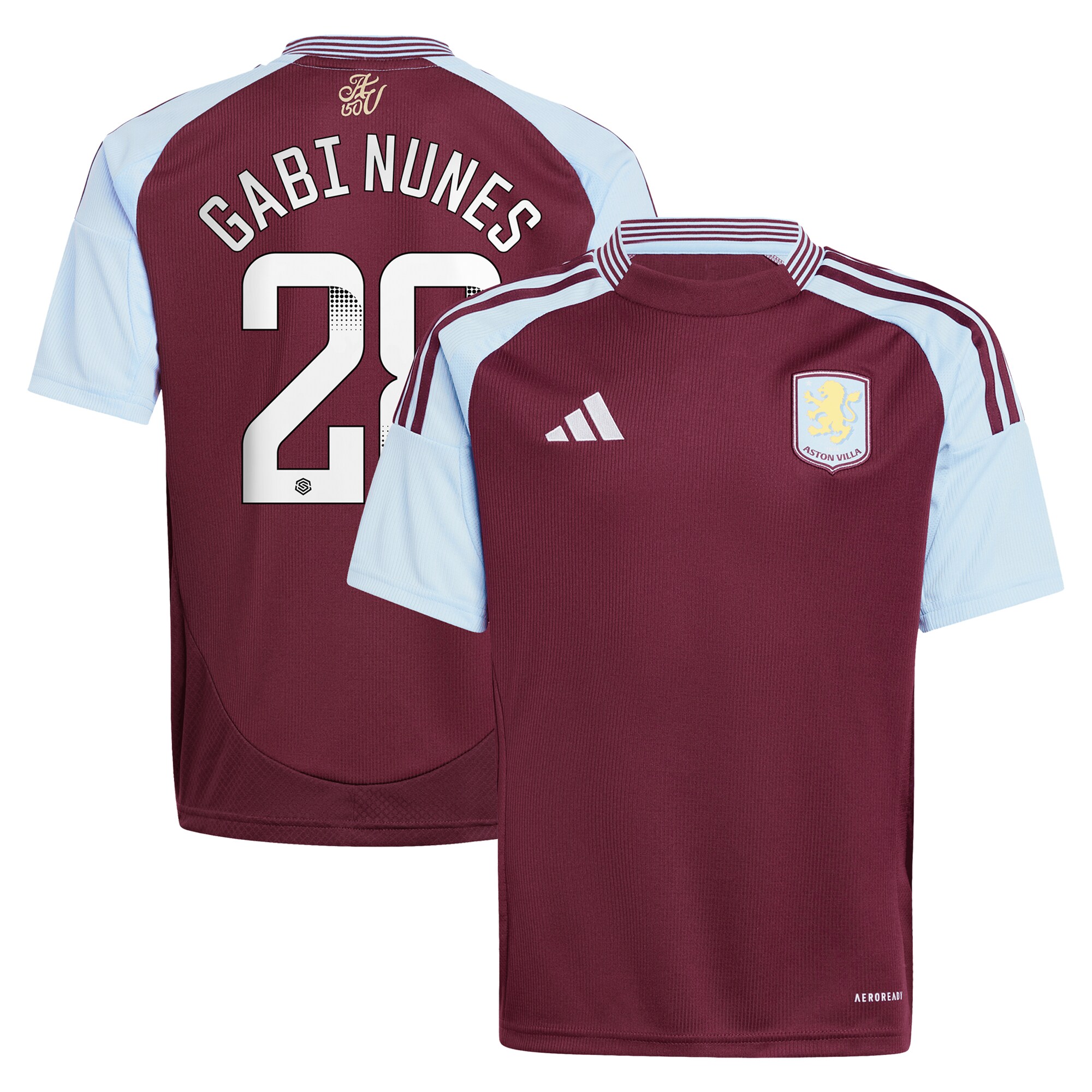 aston villa wsl adidas home shirt 2024-25 – kids with gabi nunes 28 printing Collection | Authentic Aston Villa Shirts