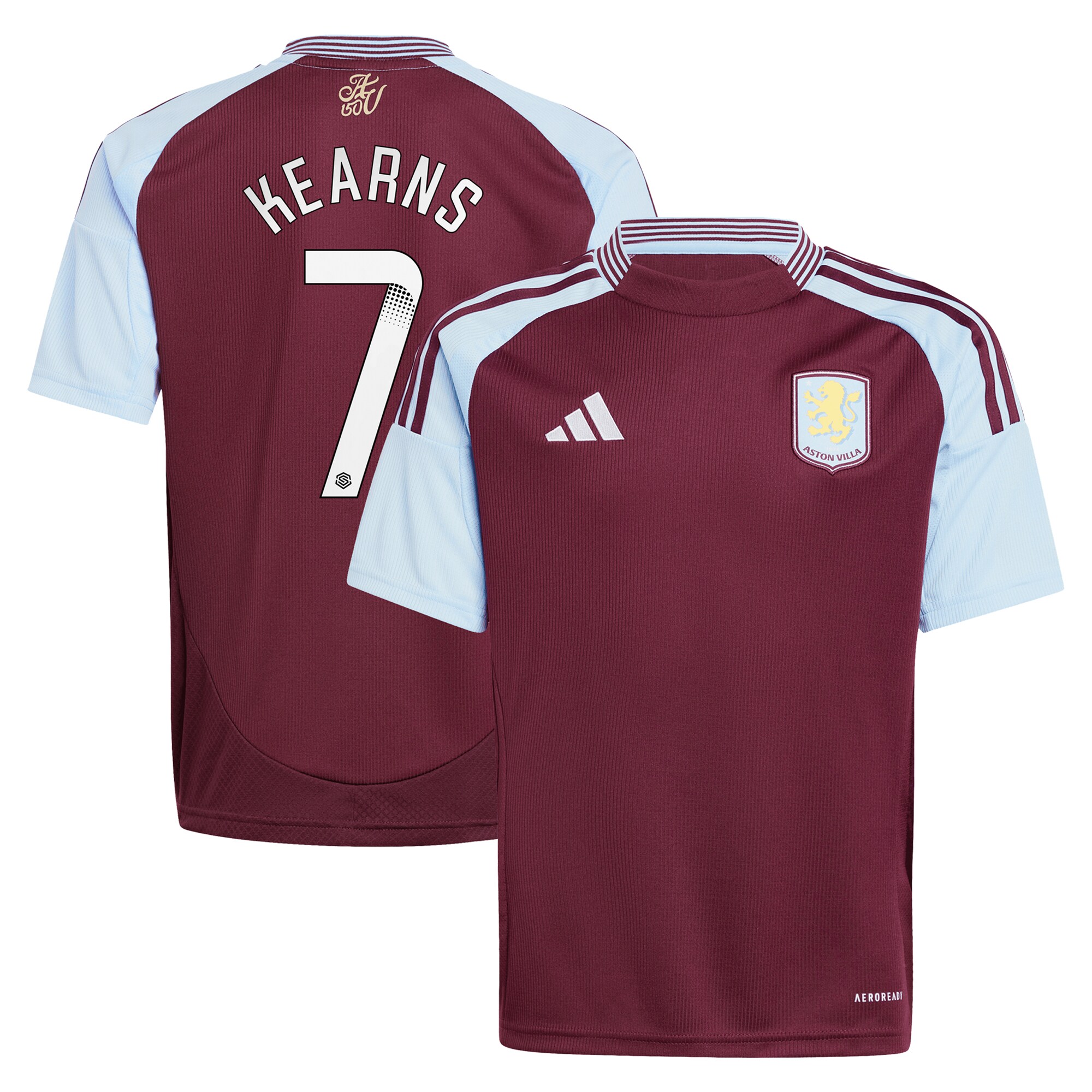 aston villa wsl adidas home shirt 2024-25 – kids with kearns 7 printing Collection | Authentic Aston Villa Shirts