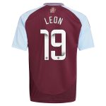 aston villa wsl adidas home shirt 2024-25 – kids with leon 19 printing Collection | Authentic Aston Villa Shirts