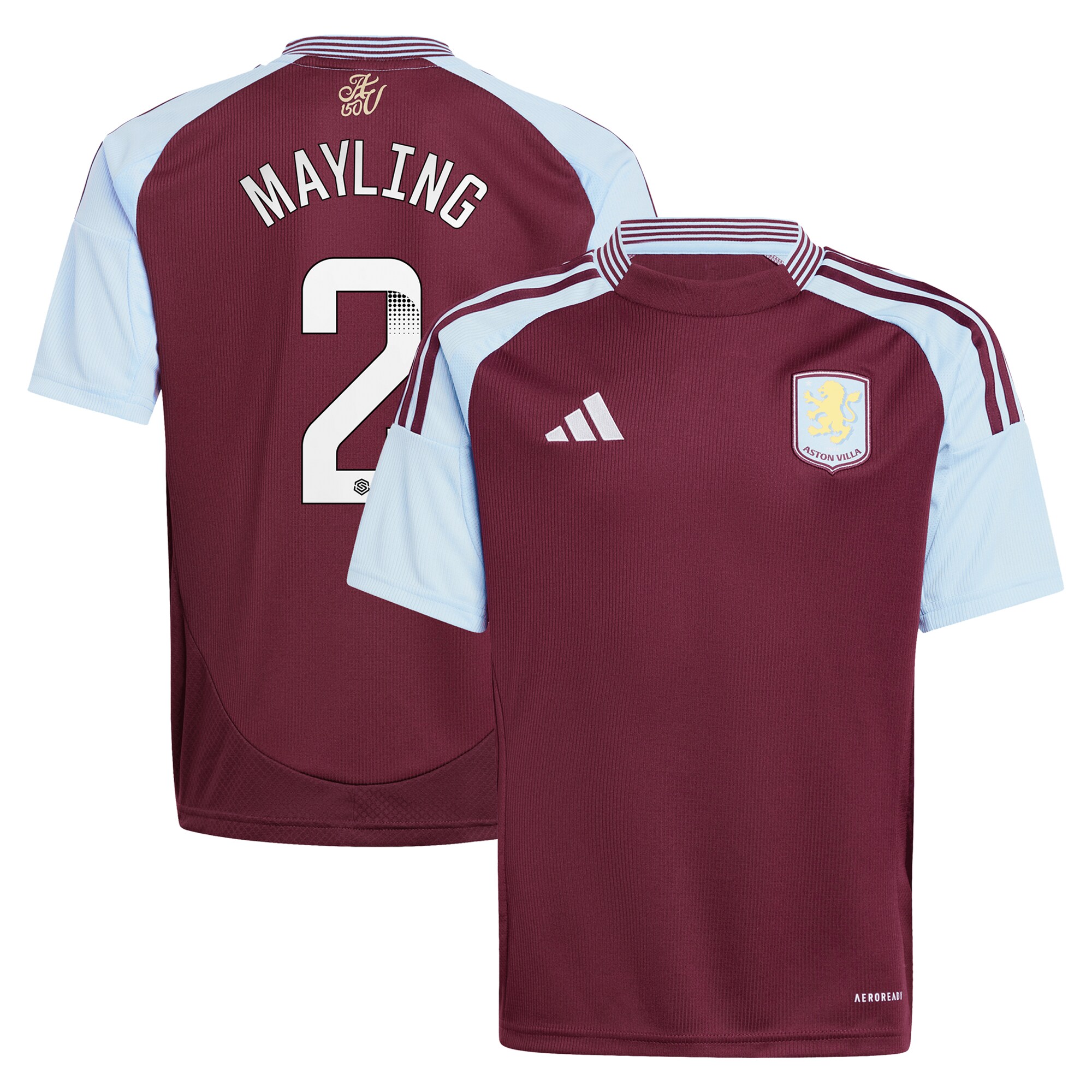 aston villa wsl adidas home shirt 2024-25 – kids with mayling 2 printing Collection | Authentic Aston Villa Shirts