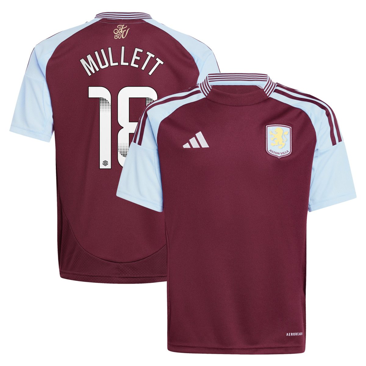 aston villa wsl adidas home shirt 2024-25 – kids with mullett 18 printing Collection | Authentic Aston Villa Shirts