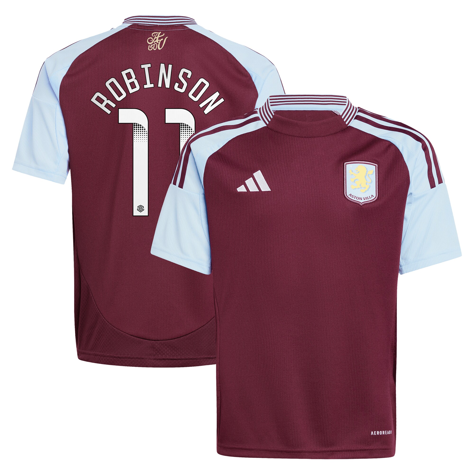 aston villa wsl adidas home shirt 2024-25 – kids with robinson 11 printing Collection | Authentic Aston Villa Shirts