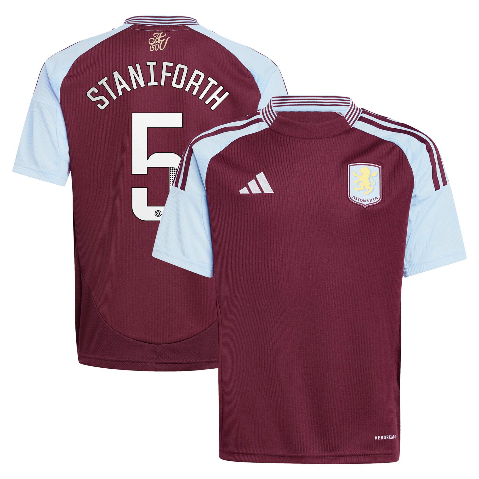 aston villa wsl adidas home shirt 2024-25 – kids with staniforth 5 printing Collection | Authentic Aston Villa Shirts