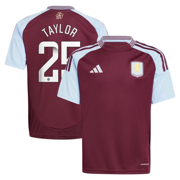 aston villa wsl adidas home shirt 2024-25 – kids with taylor 25 printing Collection | Authentic Aston Villa Shirts