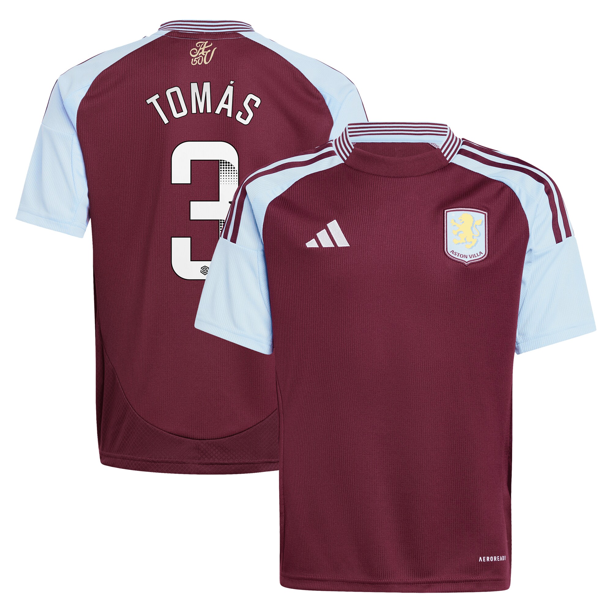 aston villa wsl adidas home shirt 2024-25 – kids with tomás 3 printing Collection | Authentic Aston Villa Shirts