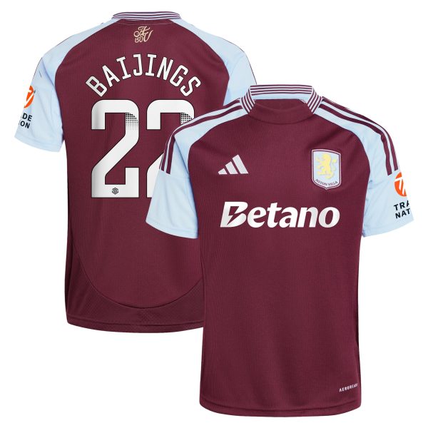 aston villa wsl adidas home shirt 2024-25 with baijings 22 printing Collection | Authentic Aston Villa Shirts