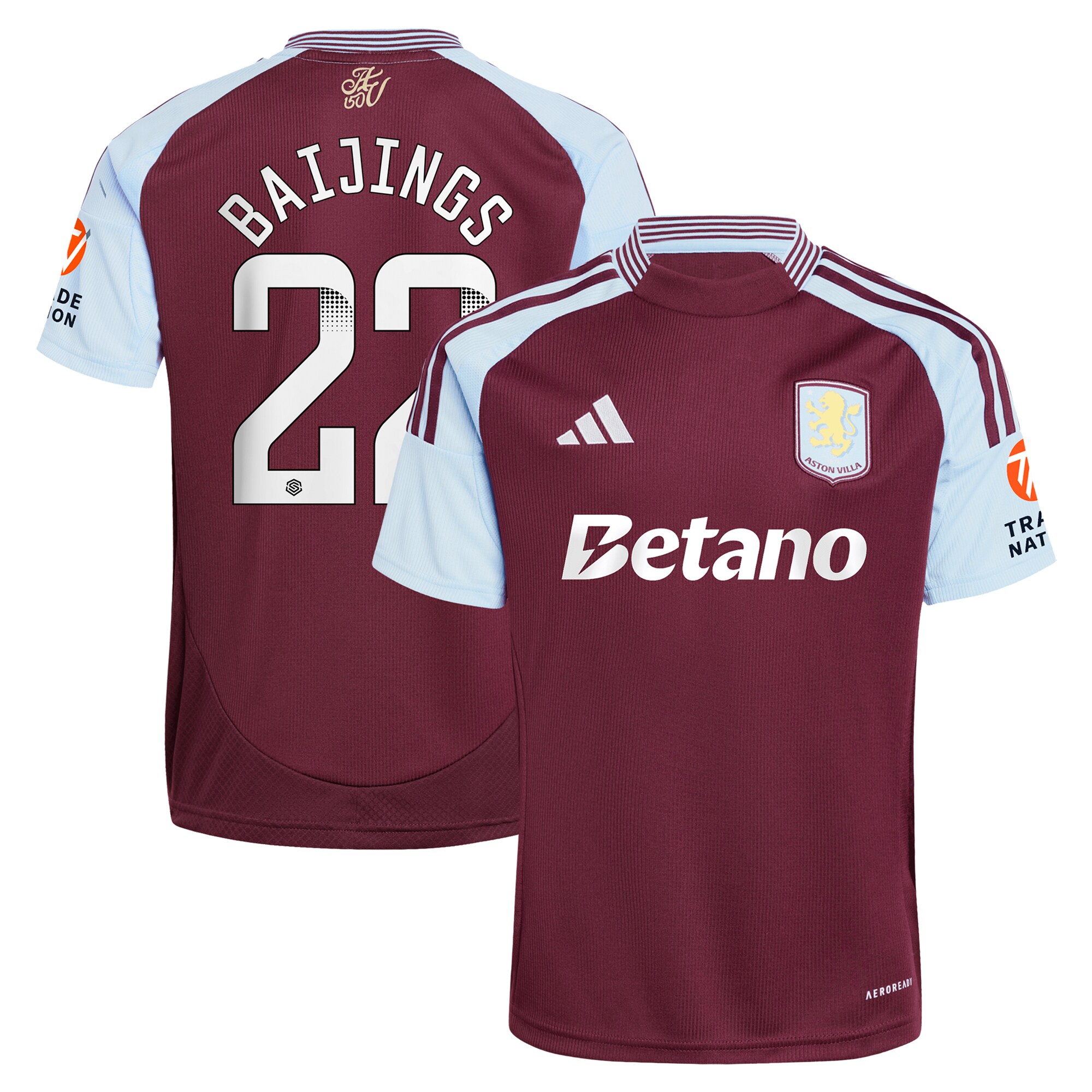 aston villa wsl adidas home shirt 2024-25 with baijings 22 printing Collection | Authentic Aston Villa Shirts
