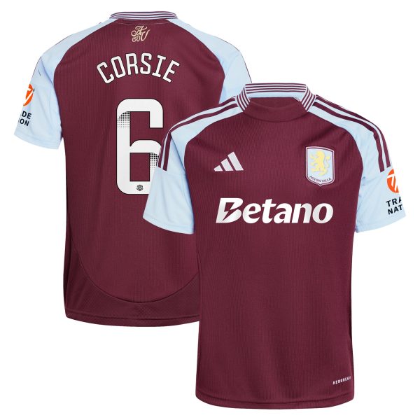 aston villa wsl adidas home shirt 2024-25 with corsie 6 printing Collection | Authentic Aston Villa Shirts