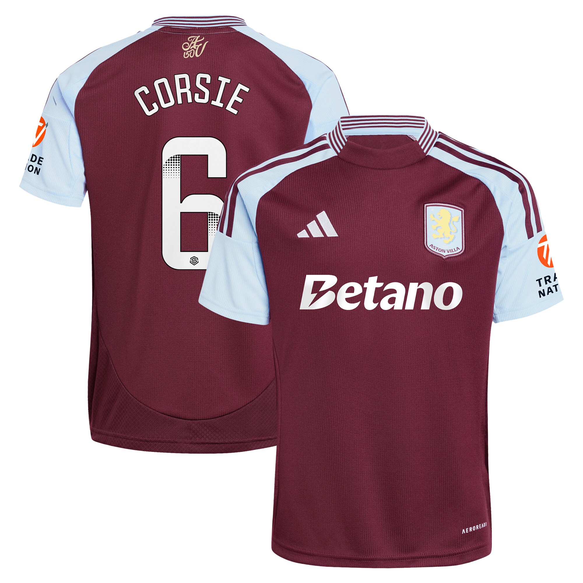 aston villa wsl adidas home shirt 2024-25 with corsie 6 printing Collection | Authentic Aston Villa Shirts