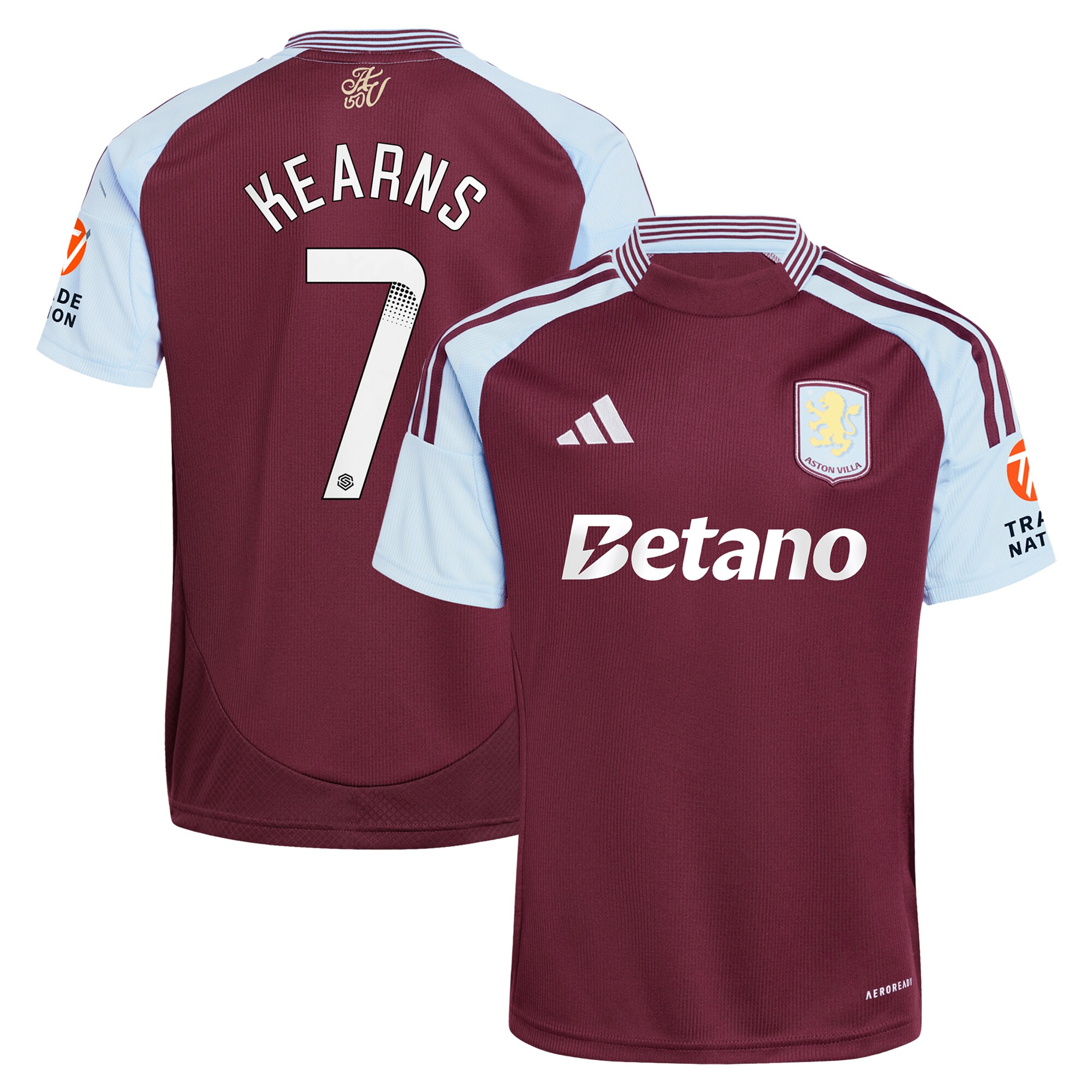 aston villa wsl adidas home shirt 2024-25 with kearns 7 printing Collection | Authentic Aston Villa Shirts