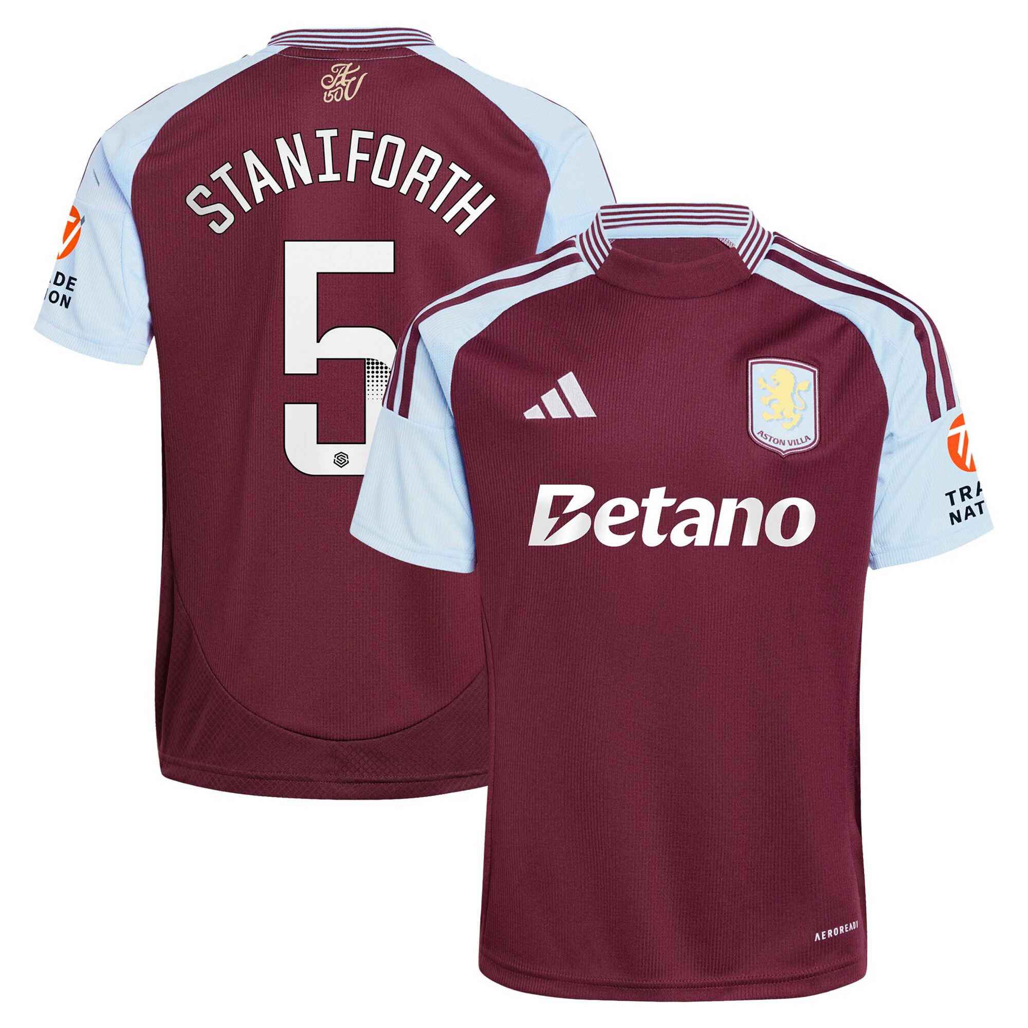 aston villa wsl adidas home shirt 2024-25 with staniforth 5 printing Collection | Authentic Aston Villa Shirts