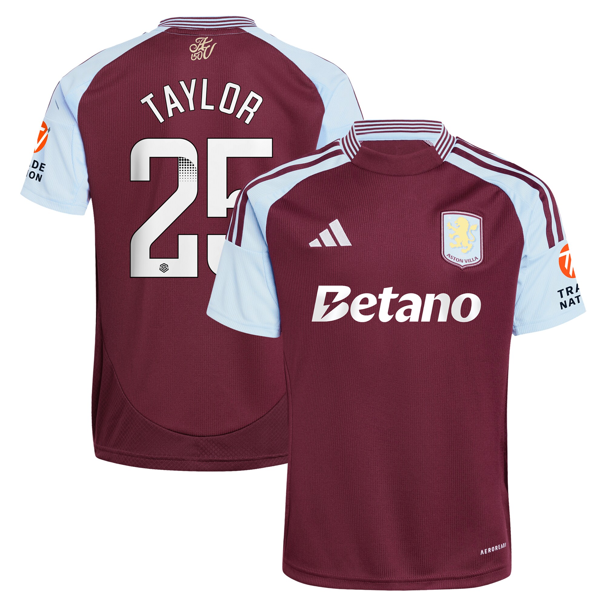 aston villa wsl adidas home shirt 2024-25 with taylor 25 printing Collection | Authentic Aston Villa Shirts