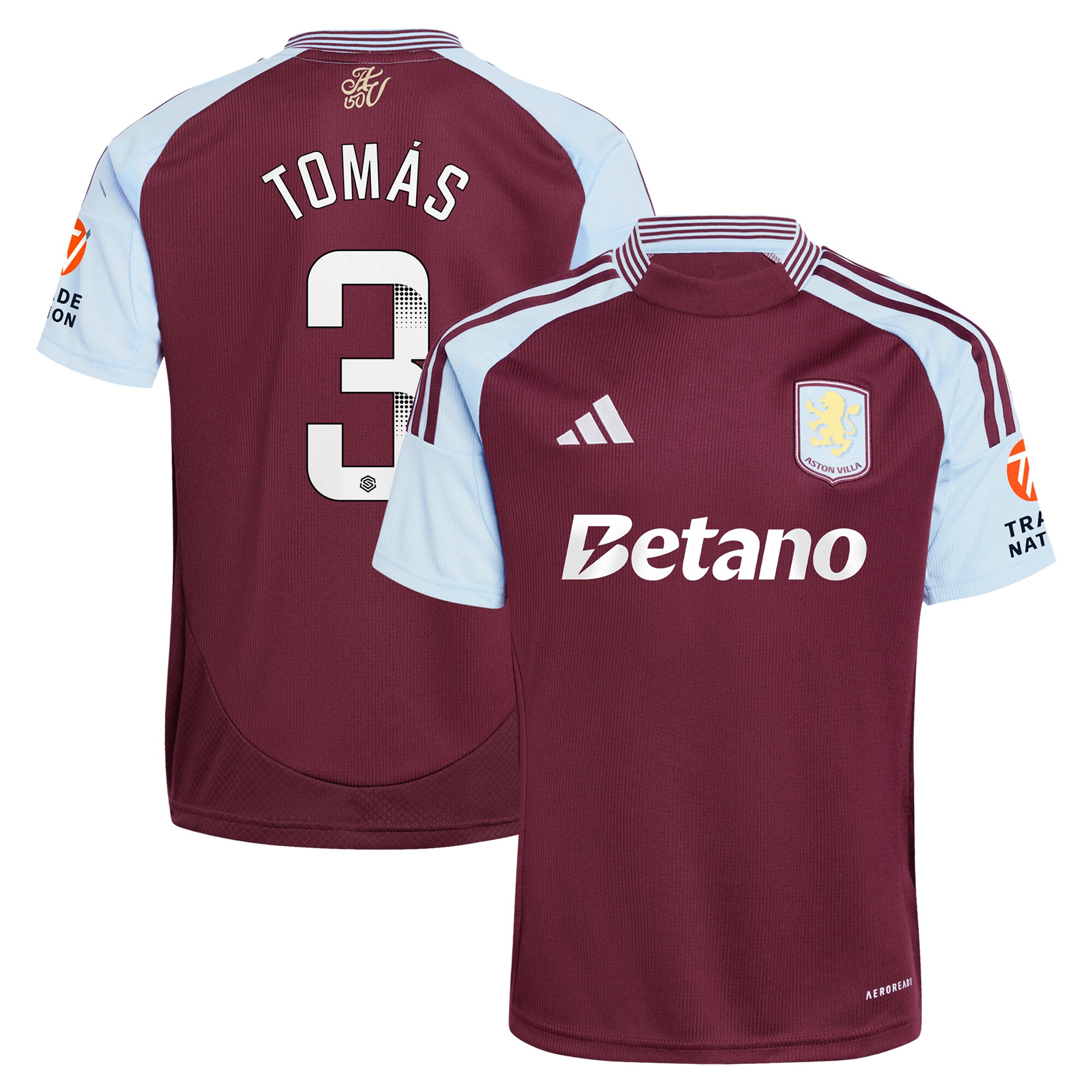 aston villa wsl adidas home shirt 2024-25 with tomás 3 printing Collection | Authentic Aston Villa Shirts