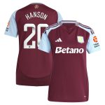 aston villa wsl adidas home shirt 2024-25 – womens with hanson 20 printing Collection | Authentic Aston Villa Shirts