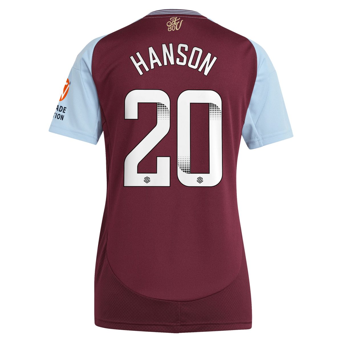 aston villa wsl adidas home shirt 2024-25 – womens with hanson 20 printing Collection | Authentic Aston Villa Shirts