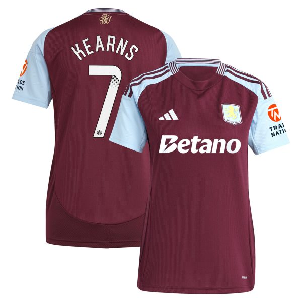 aston villa wsl adidas home shirt 2024-25 – womens with kearns 7 printing Collection | Authentic Aston Villa Shirts