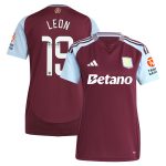 aston villa wsl adidas home shirt 2024-25 – womens with leon 19 printing Collection | Authentic Aston Villa Shirts
