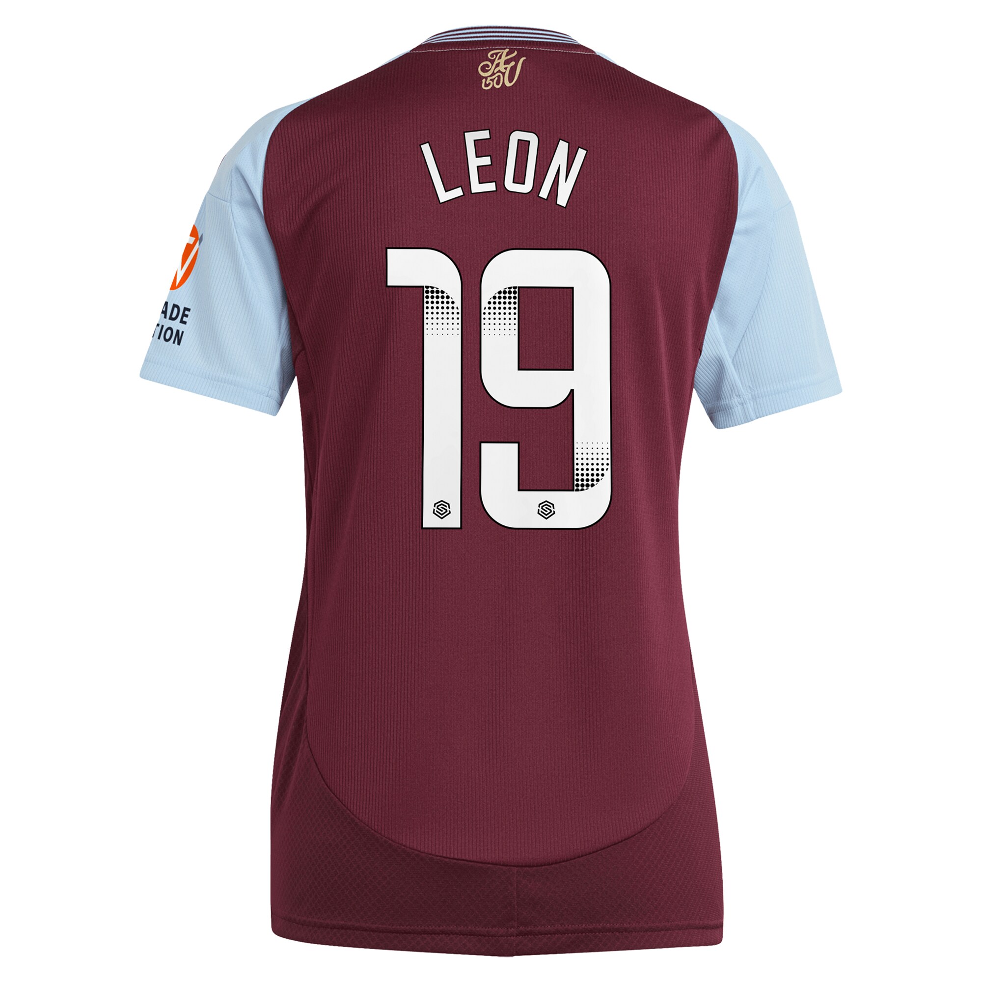 aston villa wsl adidas home shirt 2024-25 – womens with leon 19 printing Collection | Authentic Aston Villa Shirts