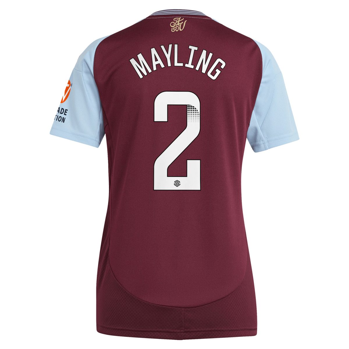 aston villa wsl adidas home shirt 2024-25 – womens with mayling 2 printing Collection | Authentic Aston Villa Shirts