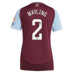 aston villa wsl adidas home shirt 2024-25 – womens with mayling 2 printing Collection | Authentic Aston Villa Shirts