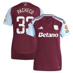 aston villa wsl adidas home shirt 2024-25 – womens with pacheco 33 printing Collection | Authentic Aston Villa Shirts